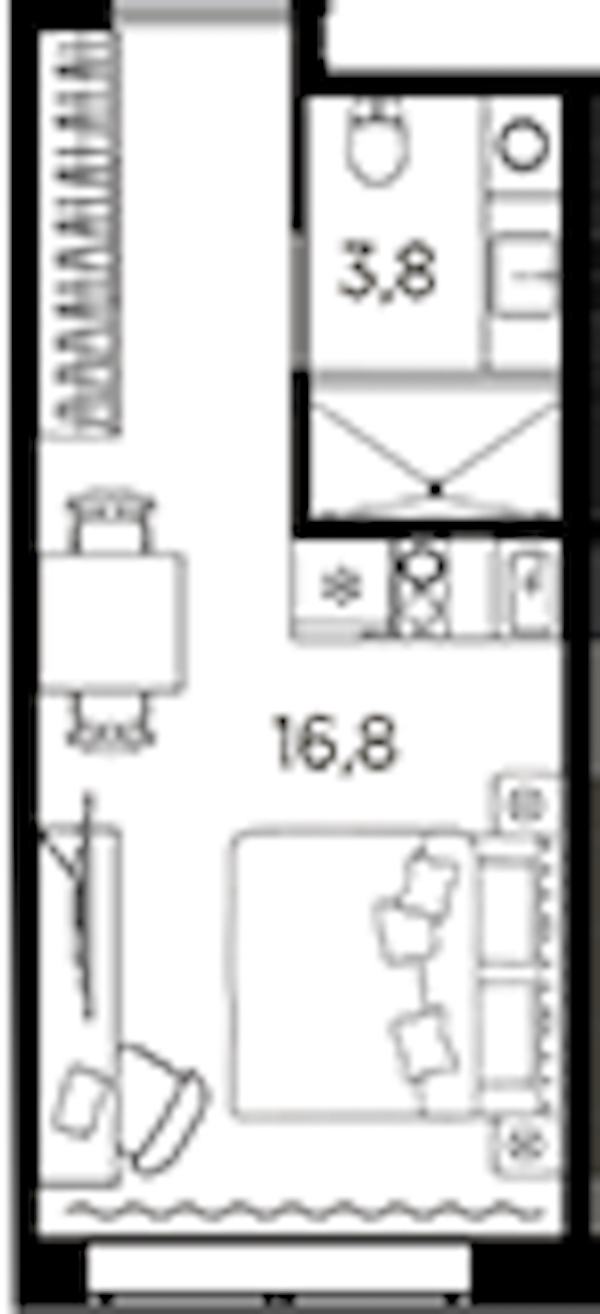 Квартира студия 20.6 м², 9/13 эт., ЖК «AVENIR Industrial»